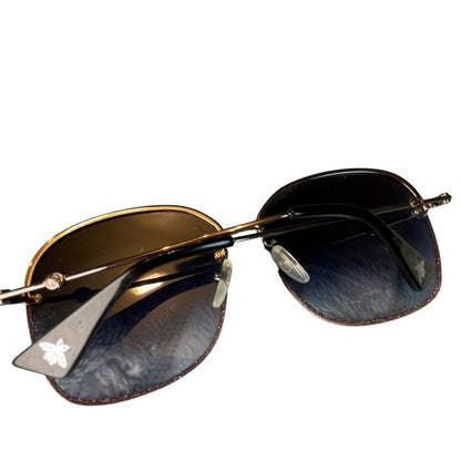 Gucci GG0023S 571612 531612 Gold Glitter Bee Sunglasses