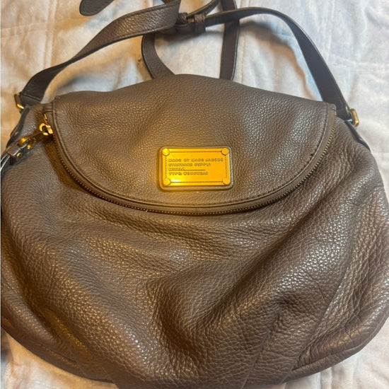 Marc Jacobs Grey  Leather Shoulder Bag with Gold Accents