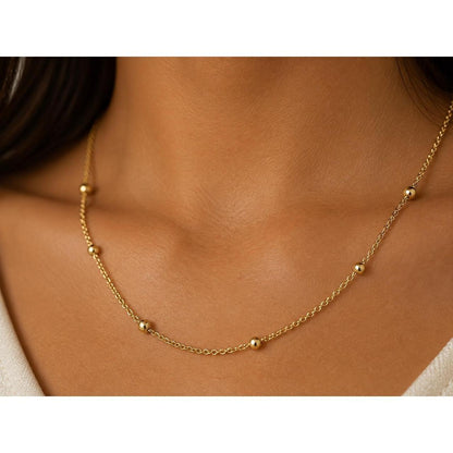 14K Italian Gold Ball Curb Chain Necklace 18" 2.0g