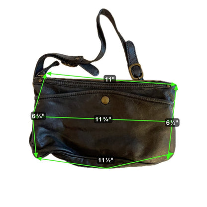 Ghibli Black Leather Crossbody Bag Made in Italy Adjustable Strap