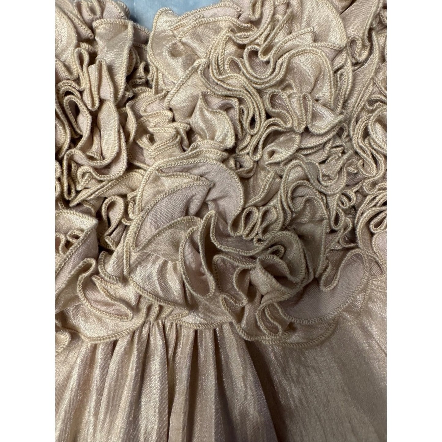 Alexia Admor Strapless Ruffled Embellished Cocktail Dress Champagne M