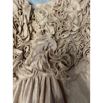 Alexia Admor Strapless Ruffled Embellished Cocktail Dress Champagne M
