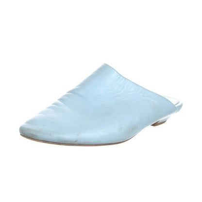 Khaite Leather Mules Women Light Blue Good Pointed Toe Flat Slides Italy