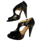 Prada Black Patent Leather Cutout Heels Size 38 with Box & Card