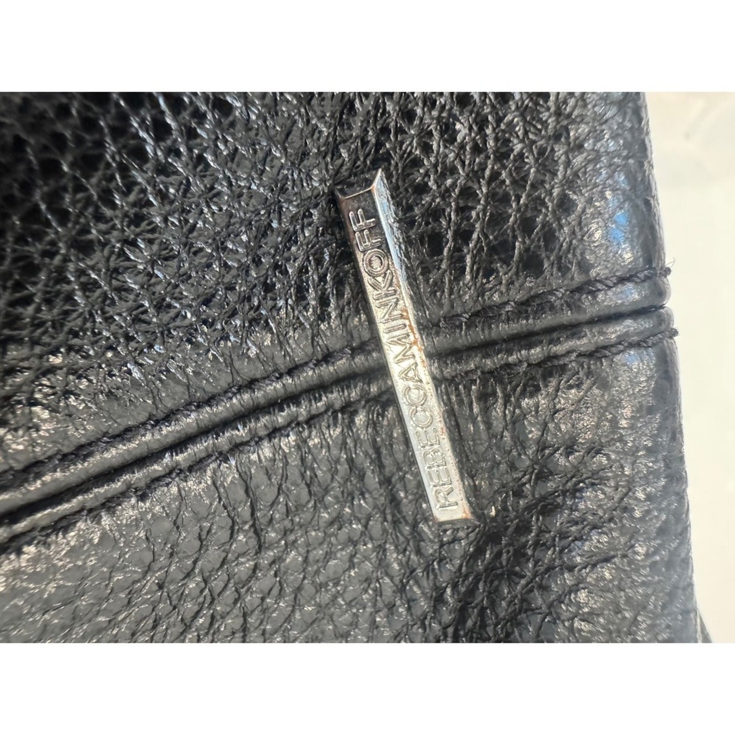 Rebecca Minkoff Black Leather Moto Satchel Crossbody Bag Silver Hardware