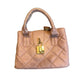 Quilted Satchel Top Handle Bag Gold Accents Blush Pink Purse