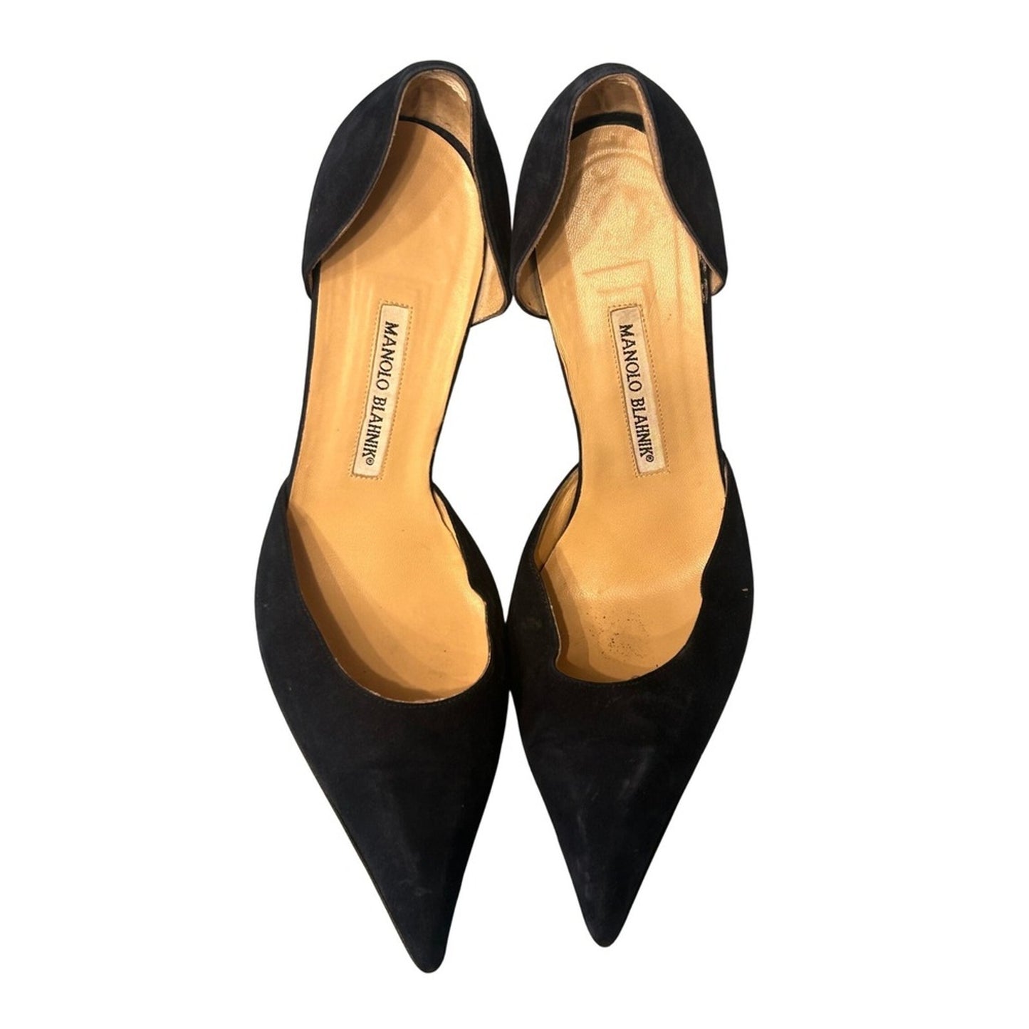 Manolo Blahnik d'Orsay Pumps Womens 41 Black Suede Pointed Toe Stiletto Good