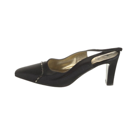 Casadei Black Slingback Heels Embellished Pointed Toe Stiletto size 9