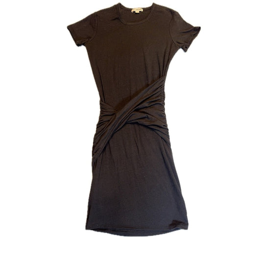James Perse Womens Ruched Twisted Front T-Shirt Dress Black Size 0