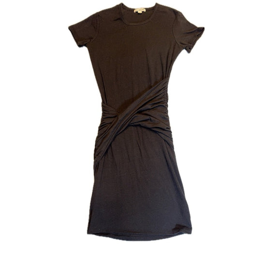 James Perse Womens Ruched Twisted Front T-Shirt Dress Black Size 0