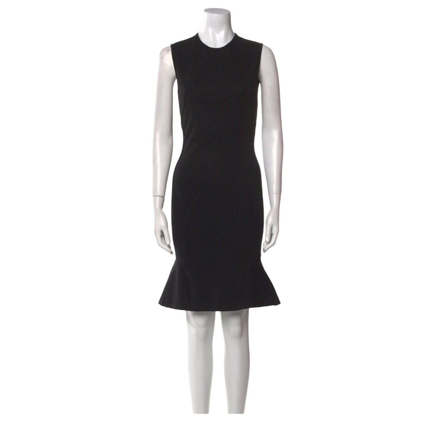 Stella McCartney Black Sleeveless Crew Neck Mini Dress Ruffle Hem Size M
