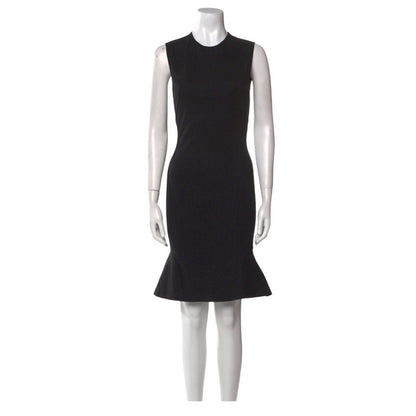 Stella McCartney Black Sleeveless Crew Neck Mini Dress Ruffle Hem Size M