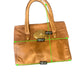Cynthia Rowley Tan Leather Satchel Handbag Top Handle Bag Brass Lock