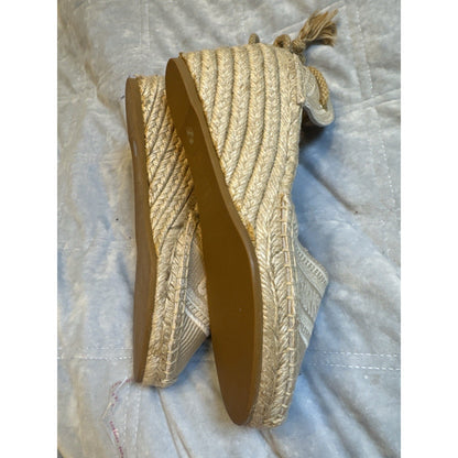 Christian Dior Paris Embroidered Espadrille Wedge Sandals Beige Size 39 EU 9