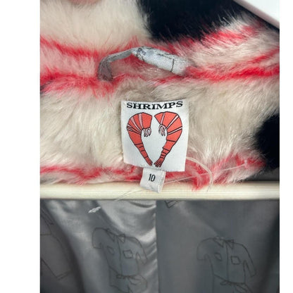 Shrimps Pink Faux Fur Statement Coat UK 10 US 6 Graphic Stripe