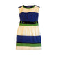 Karen Millen Sleeveless Sheath Dress - UK 8 US 4 EU 36 - Striped Green Blue