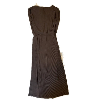 BORDEAUX Knit Maxi Dress Ribbed Belted Dark Brown S P