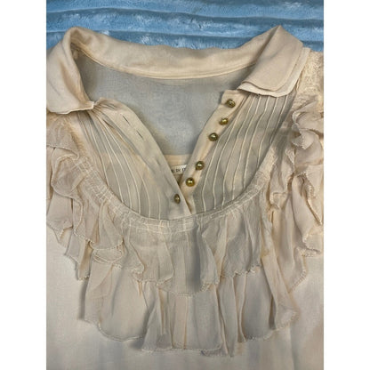 Couture Couture Los Angeles Sheer Ruffle Collar Button Front Dress Made in Italy