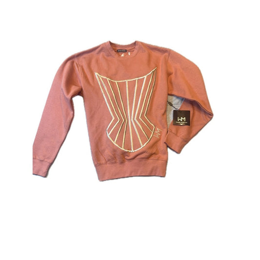 Walter Mendez Walter Collection Pink Sweatshirt Corset Motif Lace-Up Back NWT