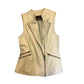 Sam Edelman Leather Vest Sleeveless Moto Biker Full Zip Pockets Pale Green Small