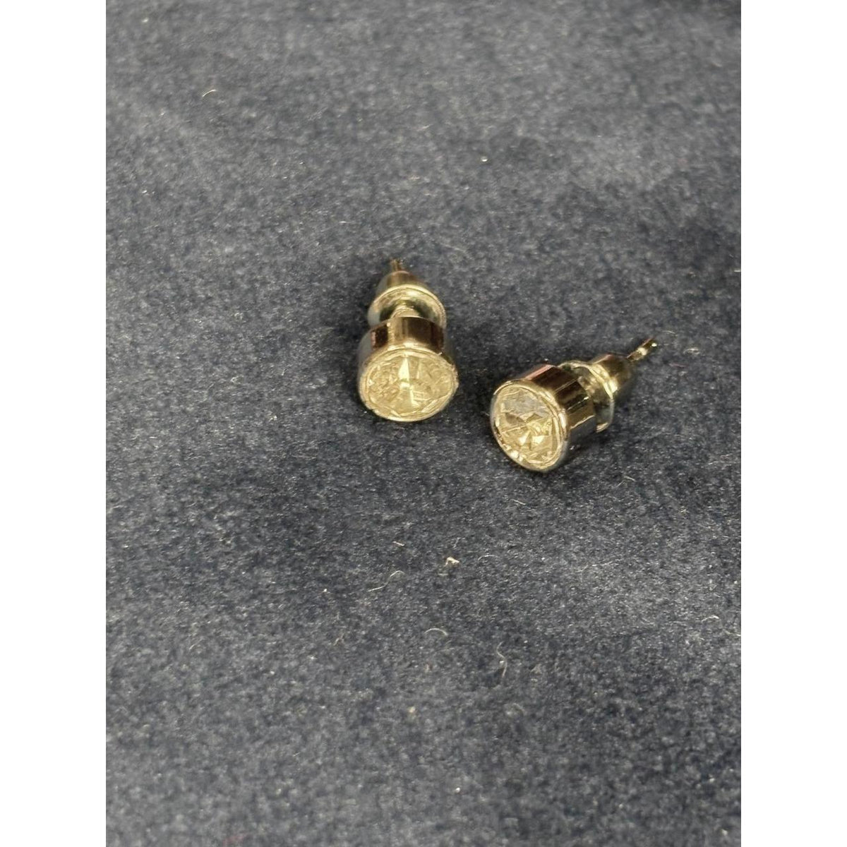 Gold-Tone Clear Faceted Gemstone Stud Earrings