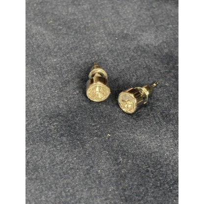 Gold-Tone Clear Faceted Gemstone Stud Earrings