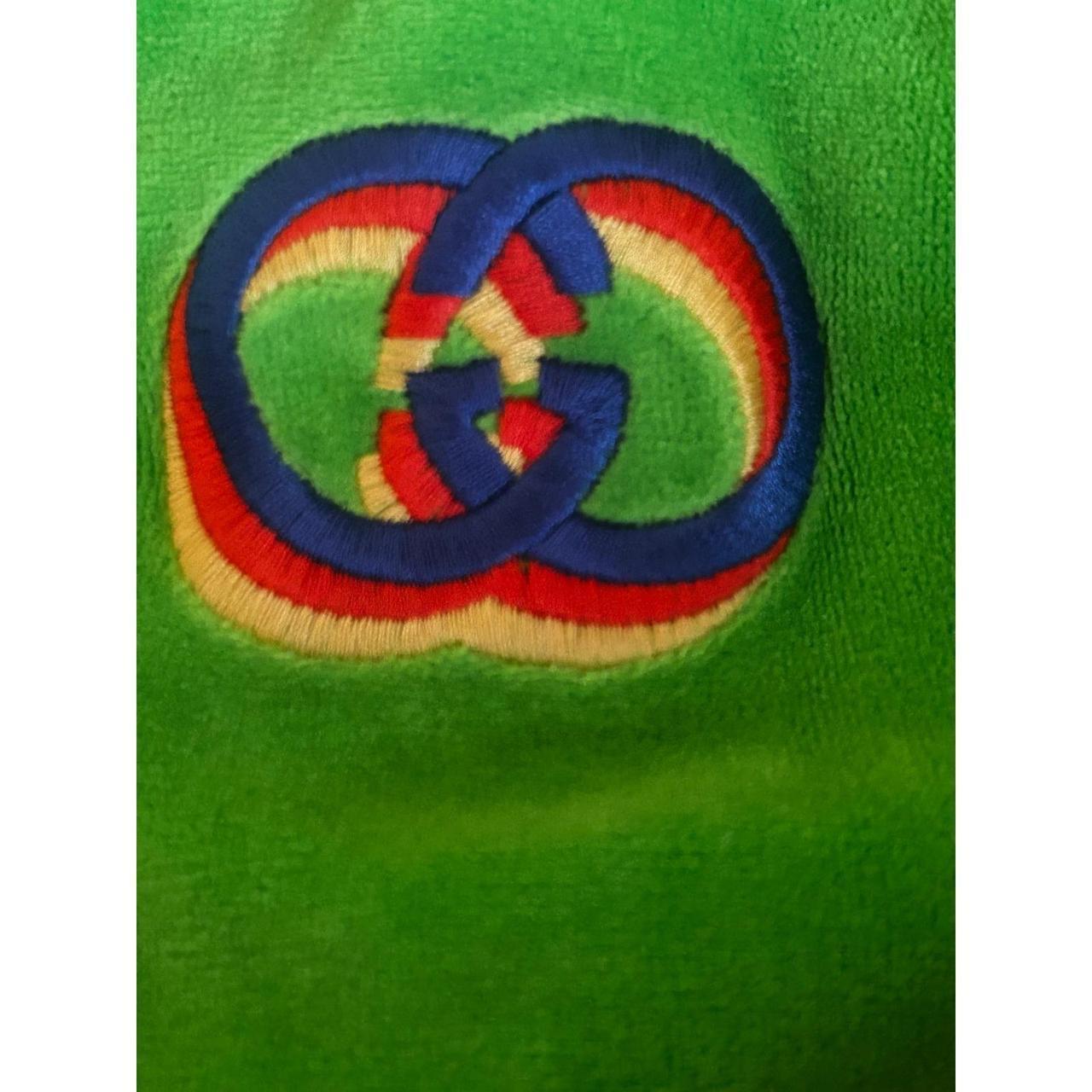 Gucci Green Velour Zip Up Track Jacket Rainbow Interlocking G Logo XS  in Italy