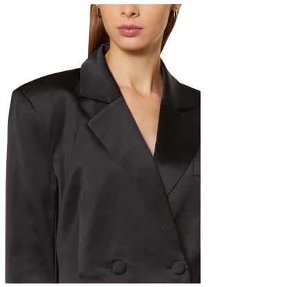 GESTUZ Metallic Double Breasted Blazer Dress Taupe Satin Shiny