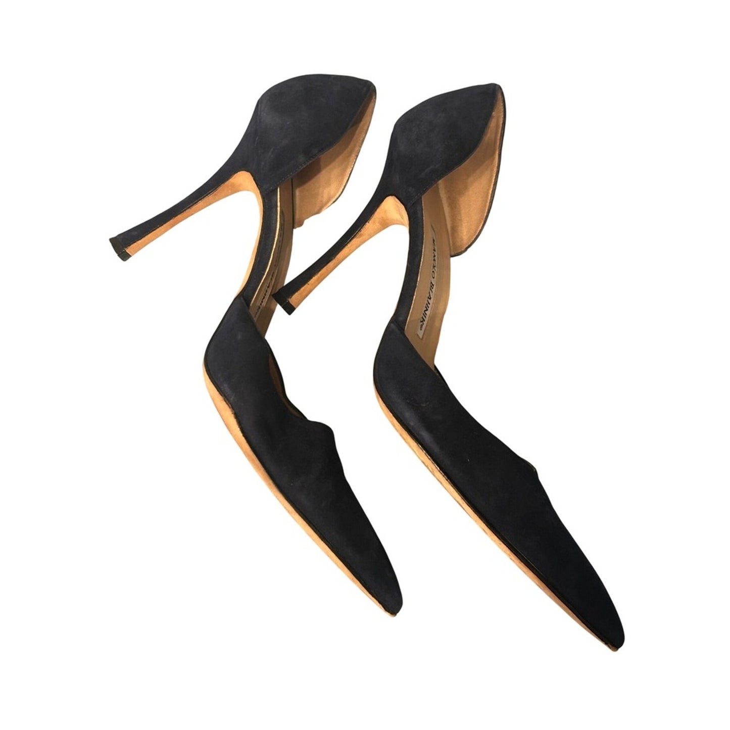 Manolo Blahnik d'Orsay Pumps Womens 41 Black Suede Pointed Toe Stiletto Good