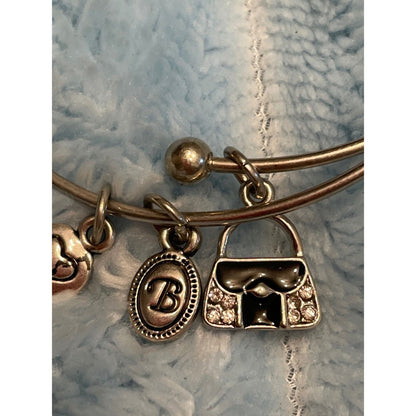 Brighton set  of 3 Charm Bracelets Lipstick High Heel Handbag Silver Tone