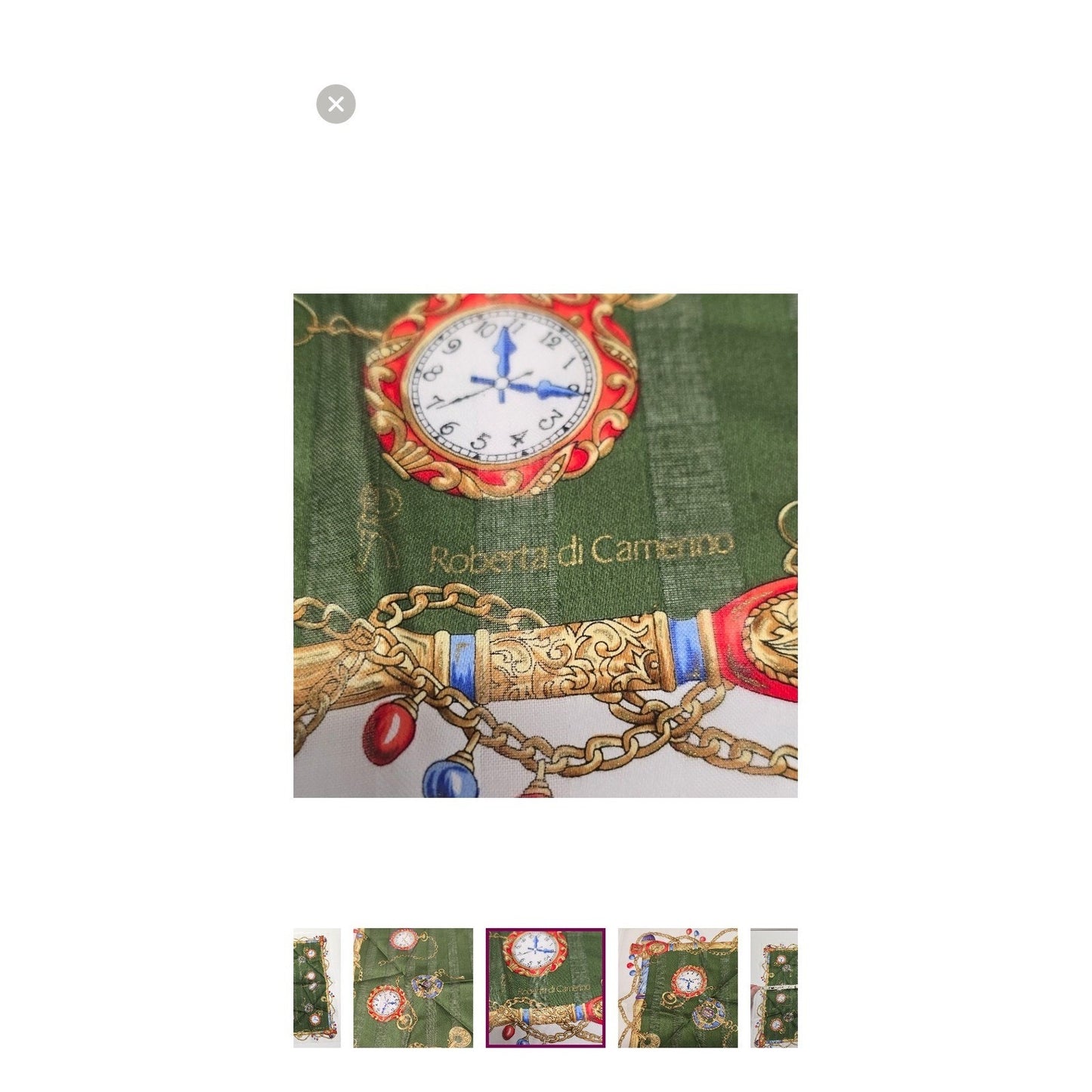 Roberta di Camerino Vintage Watch Print Handkerchief Scarf Italy