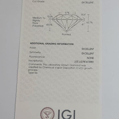 2.08 CTW IGI Certified Lab Grown Diamond Stud Earrings D VS1 14K Gold