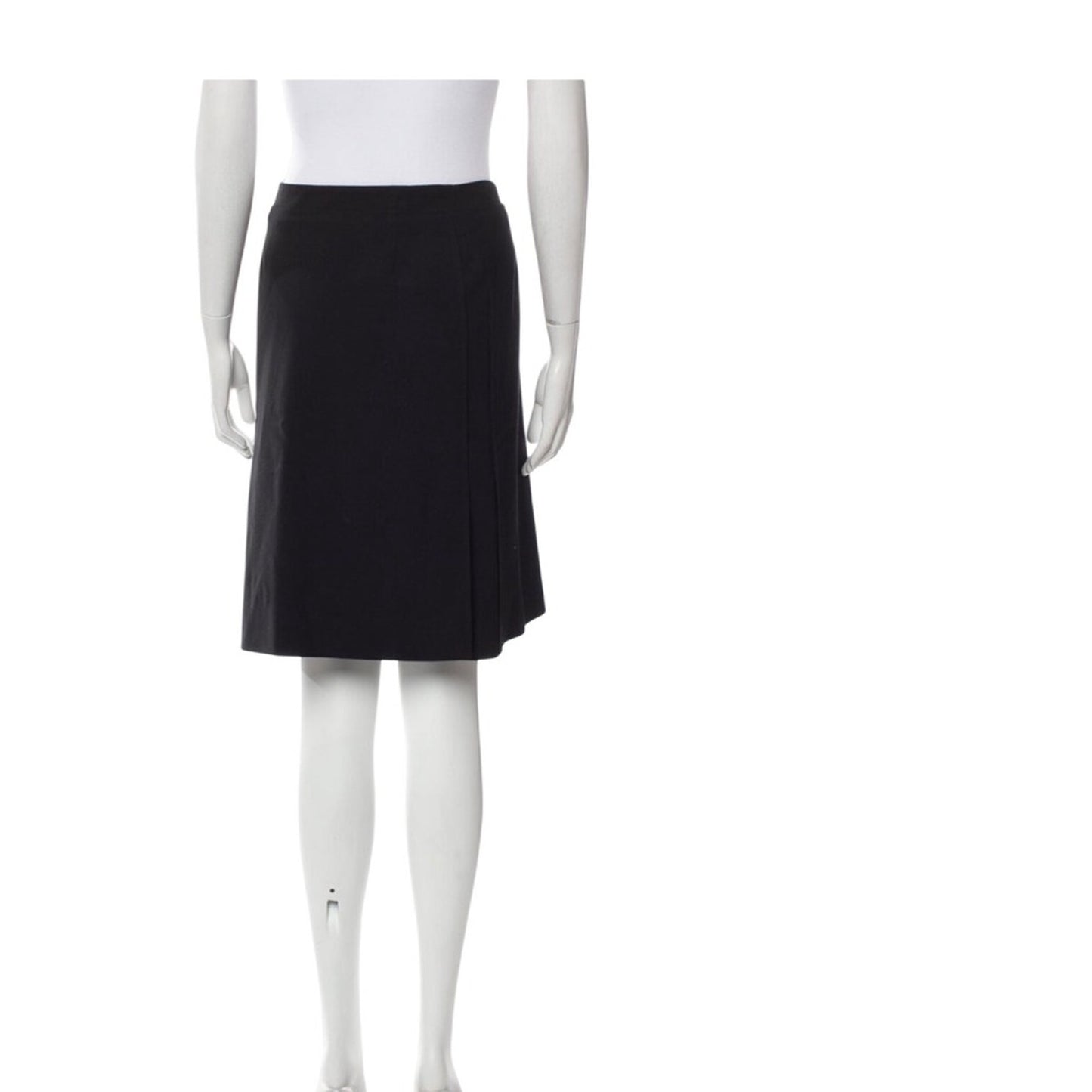 Giorgio Armani Black Virgin Wool Knee Length Skirt Size M