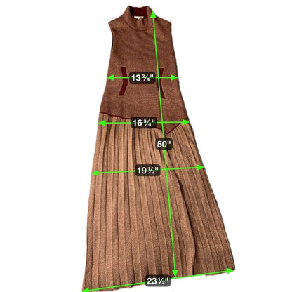 DAGMAR Metallic Knit Mock Neck Sleeveless Pleated Maxi Dress Size M