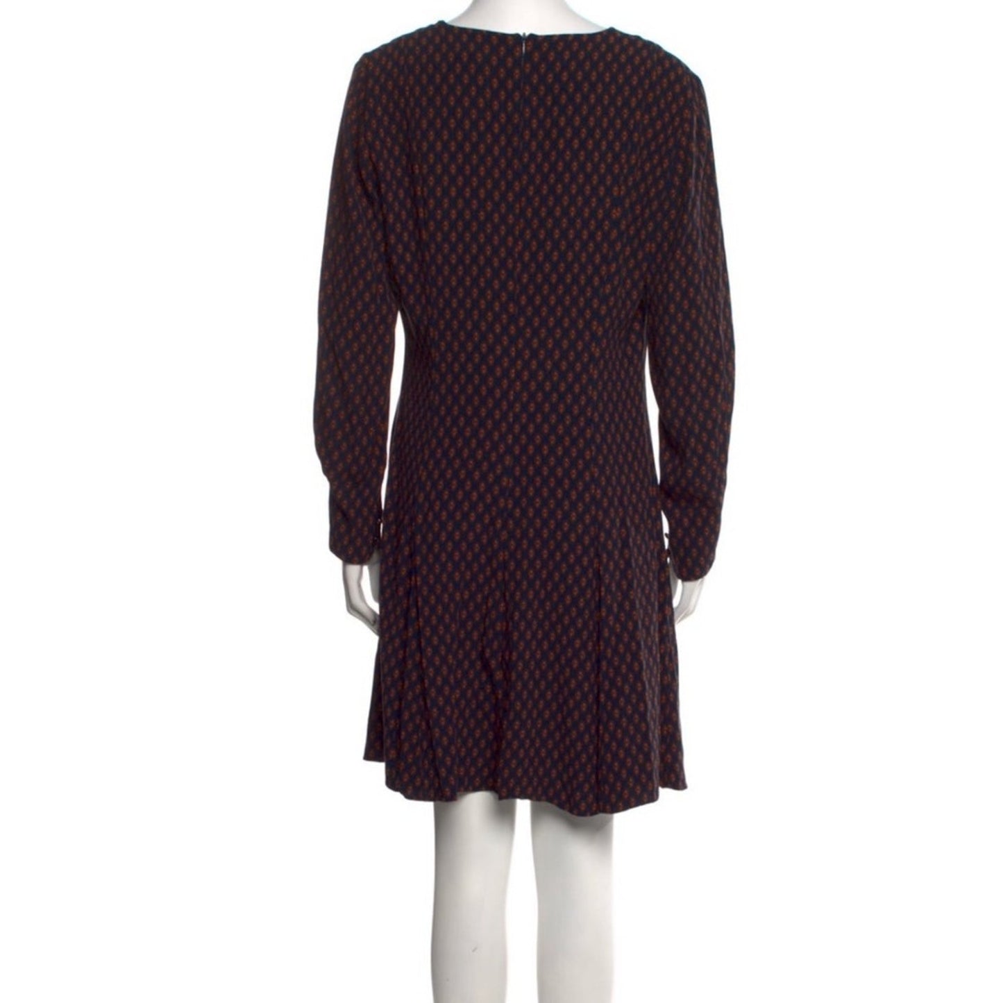 Jigsaw Navy & Rust Polka Dot Long Sleeve Mini Dress – Size Medium (US 8)