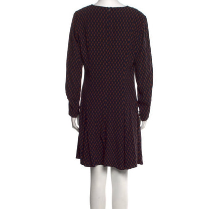 Jigsaw Navy & Rust Polka Dot Long Sleeve Mini Dress – Size Medium (US 8)