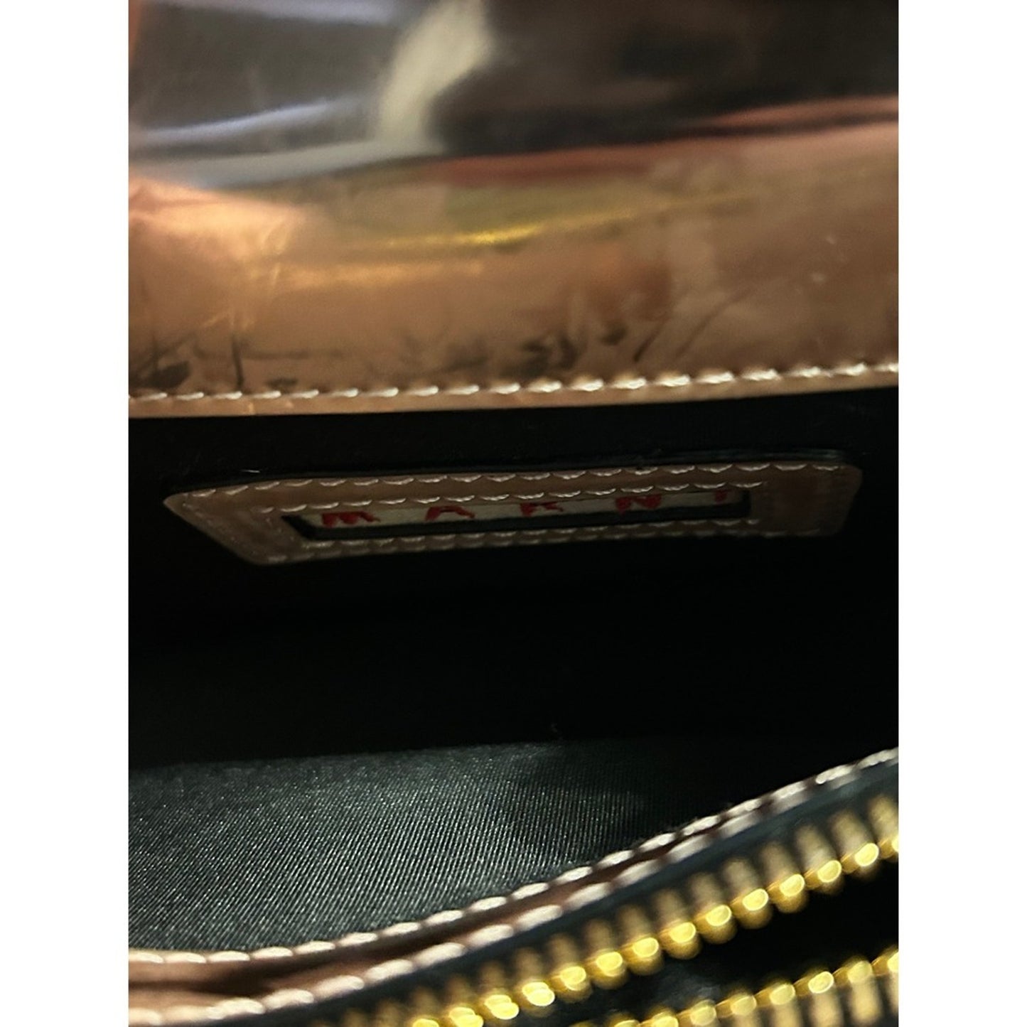 Marni Metallic Rose Gold Shoulder Bag Flap Closure