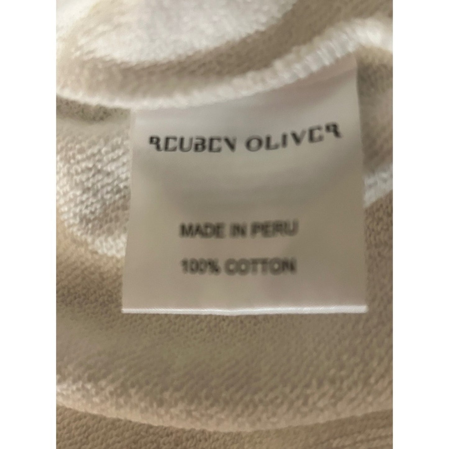 NWT REUBEN OLIVER Cream White Embroidered Logo Hoodie Pullover Sweatshirt Size L