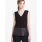 Vince Black Suede & Leather V-Neck Tank Top