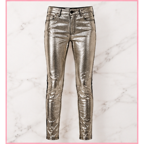 Balmain Paris metallic silver skinny pants