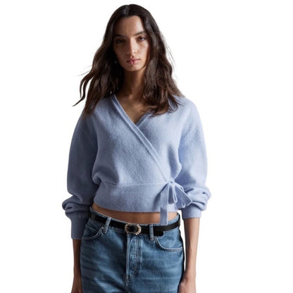 AND OTHER STORIES Los Angeles Atelier Wrap Cardigan Sweater Baby Blue XS