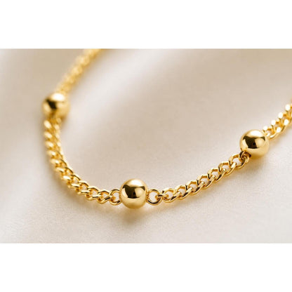 14K Italian Gold Ball Curb Chain Necklace 18" 2.0g