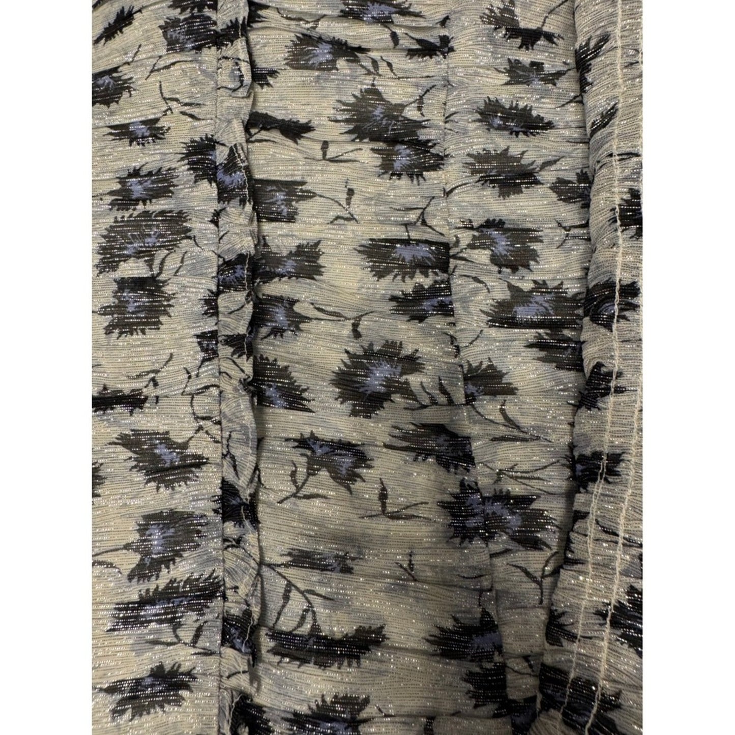 Rebecca Taylor Floral Metallic Silk Blend Long Sleeve Top Size 4
