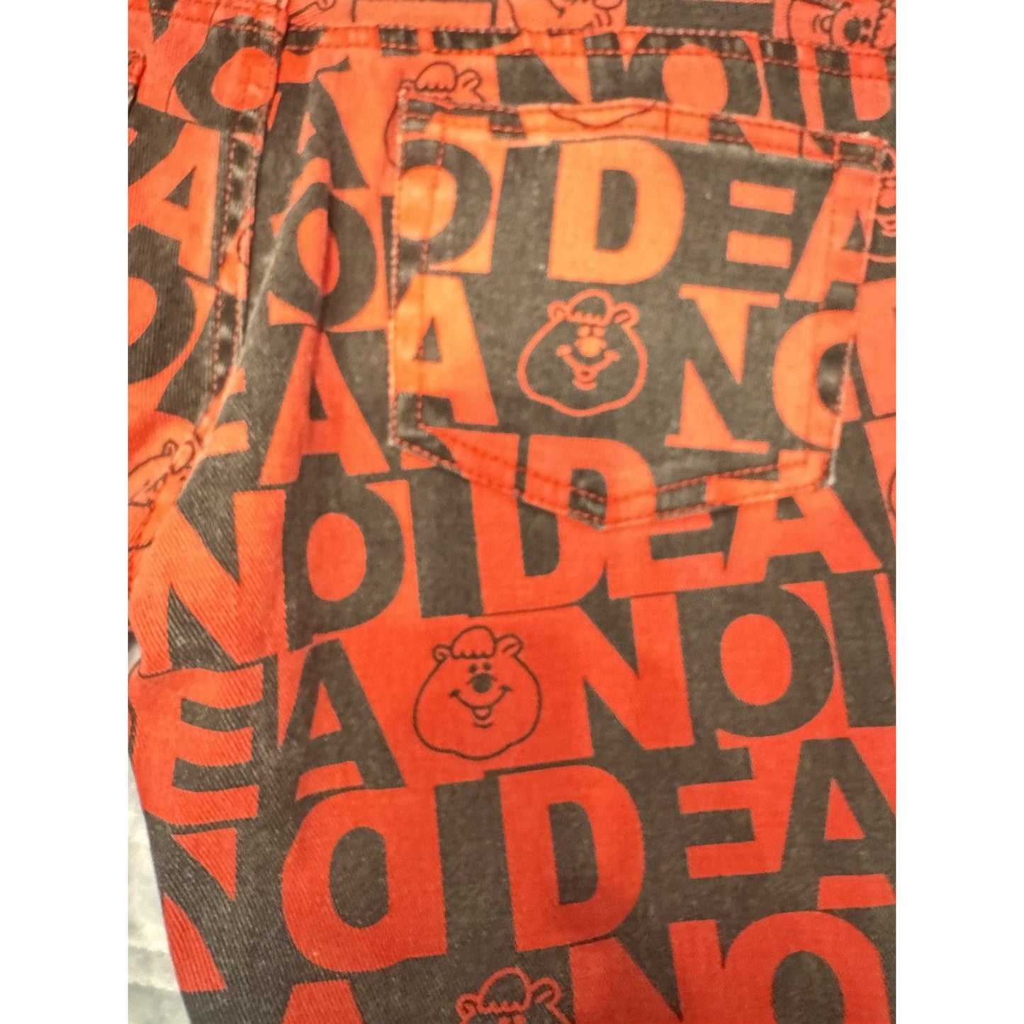 WC Japanese Kumatan Jeans Red Black All Over Print DEAD Bear Pants Size M