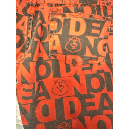 WC Japanese Kumatan Jeans Red Black All Over Print DEAD Bear Pants Size M