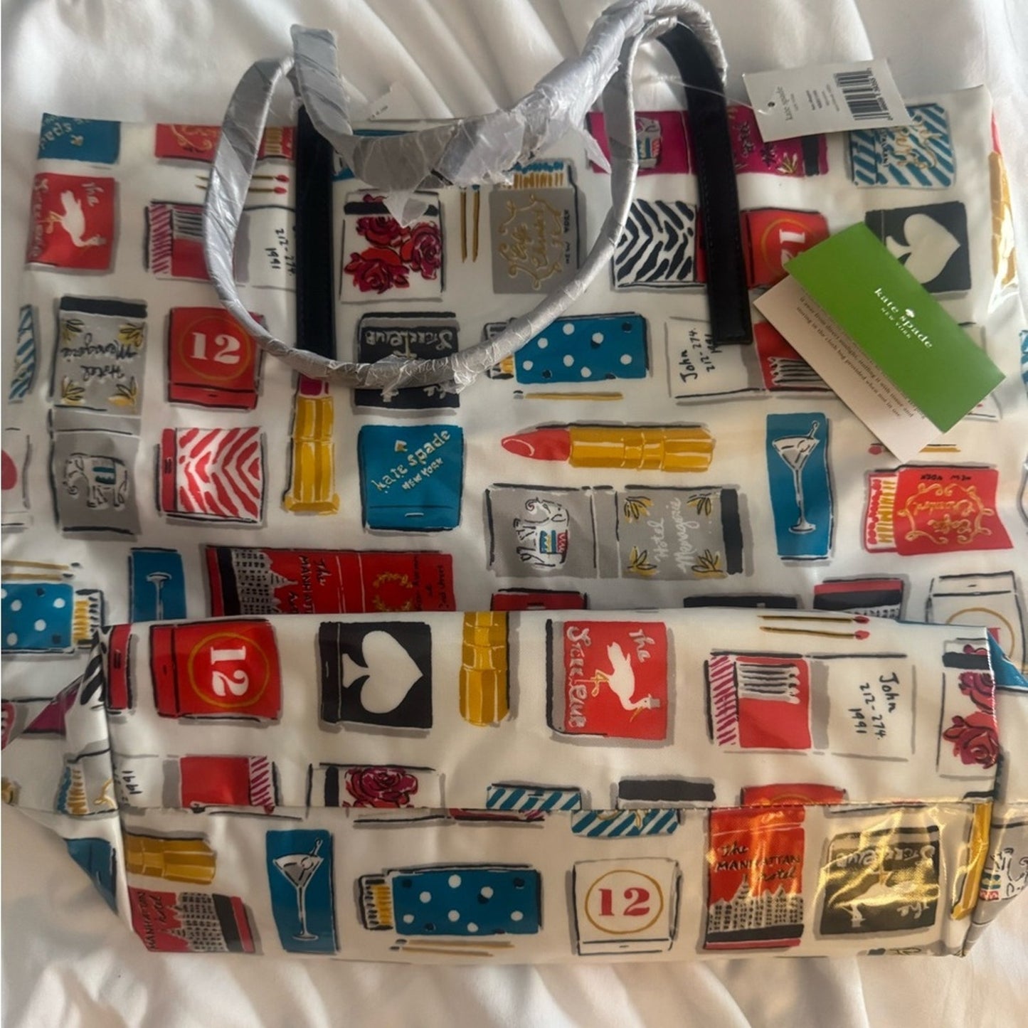 Kate Spade Matchbook‎ Lipstick Print Tote, "Bon Shopper" model (WKRU1505), NEW