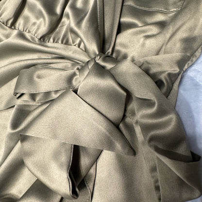 ASOS Khaki Satin Long Sleeve Dress NWT size 4‎