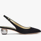 Kate Spade New York Black Slingback Heels Jeweled Ball Kitten Heel Pumps size 8