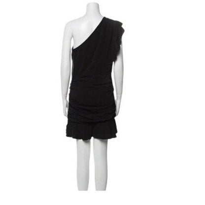 Veronica Beard One Shoulder Ruched Mini Dress Black size 8