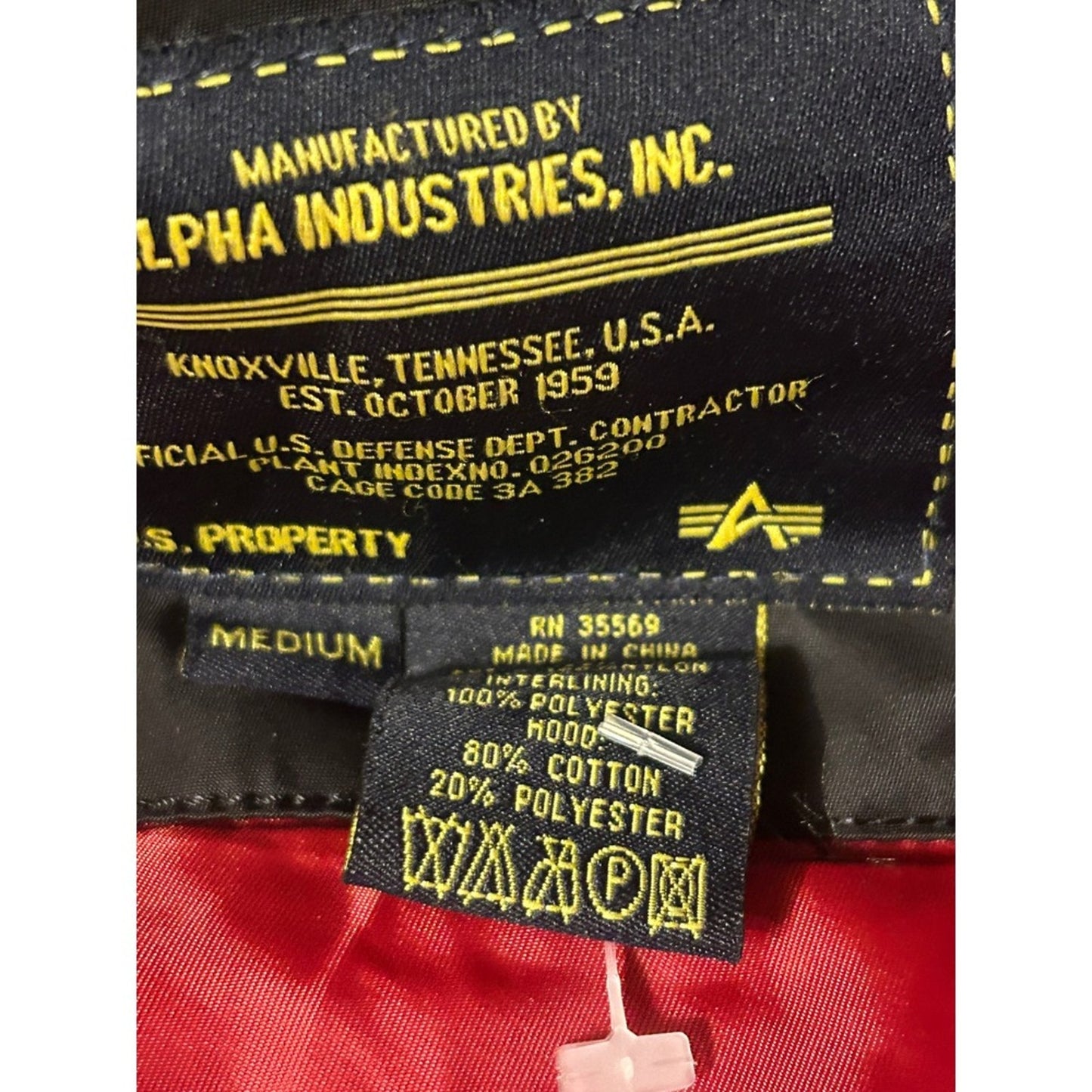 Alpha Industries MA1 Bomber Jacket Black Flight Military Style Mens Medium